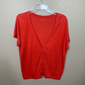 Eileen Fisher shortsleeved 100% linen cardigan